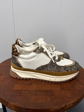 Madewell Kickoff Trainer Sneakers in Leather and Spot Mix Calf Hair Size 6M